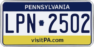 PA license plate LPN2502