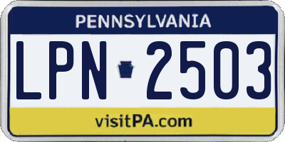 PA license plate LPN2503