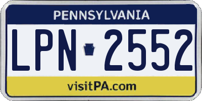 PA license plate LPN2552
