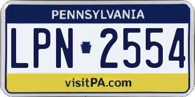 PA license plate LPN2554