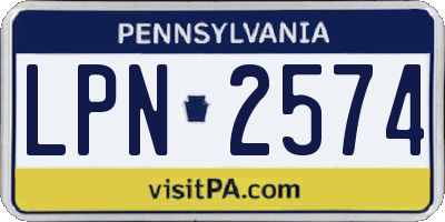PA license plate LPN2574