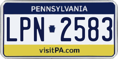 PA license plate LPN2583