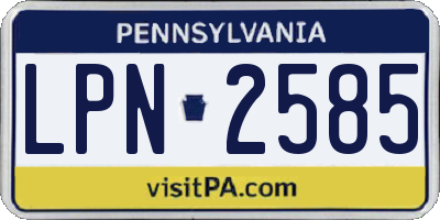PA license plate LPN2585