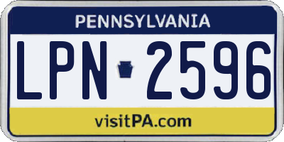 PA license plate LPN2596