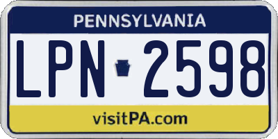PA license plate LPN2598