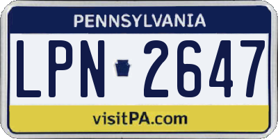 PA license plate LPN2647