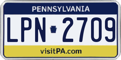 PA license plate LPN2709