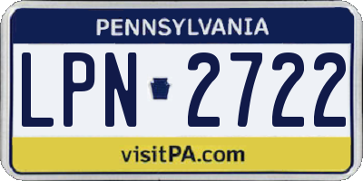 PA license plate LPN2722