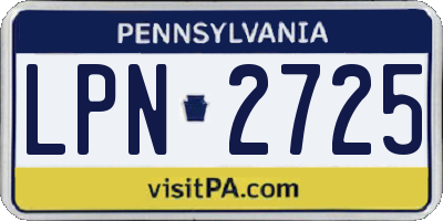 PA license plate LPN2725