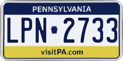 PA license plate LPN2733