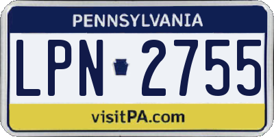 PA license plate LPN2755