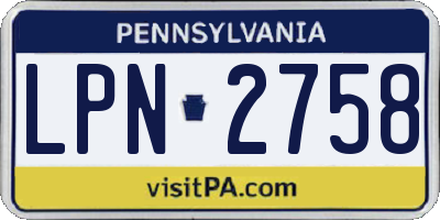 PA license plate LPN2758