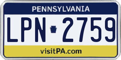 PA license plate LPN2759