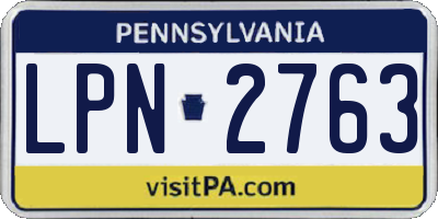 PA license plate LPN2763