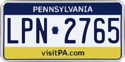 PA license plate LPN2765