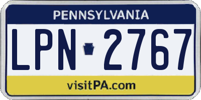 PA license plate LPN2767