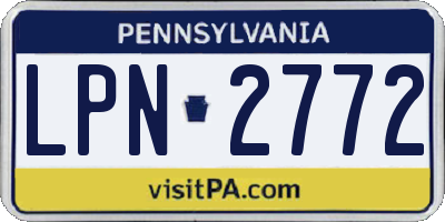PA license plate LPN2772