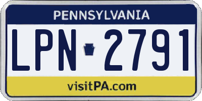 PA license plate LPN2791