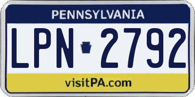 PA license plate LPN2792
