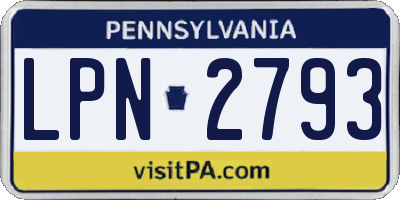 PA license plate LPN2793