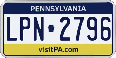 PA license plate LPN2796