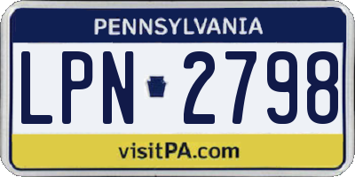 PA license plate LPN2798