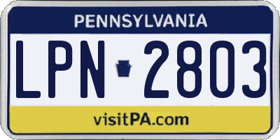 PA license plate LPN2803