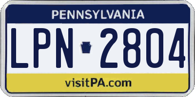 PA license plate LPN2804