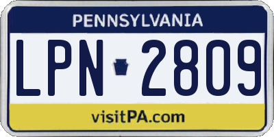 PA license plate LPN2809