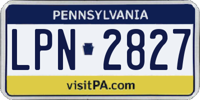 PA license plate LPN2827