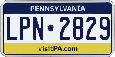 PA license plate LPN2829