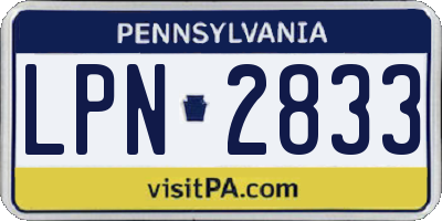 PA license plate LPN2833
