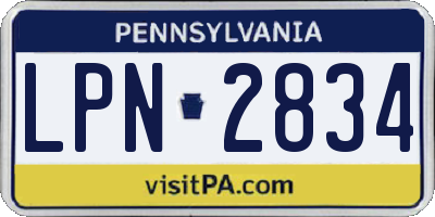 PA license plate LPN2834