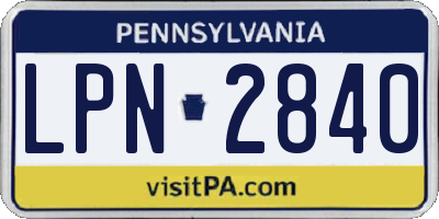 PA license plate LPN2840