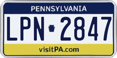 PA license plate LPN2847