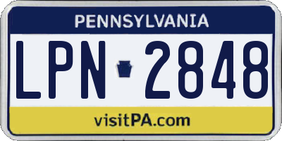 PA license plate LPN2848