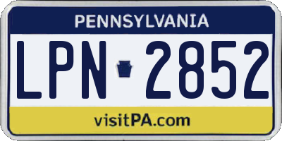 PA license plate LPN2852