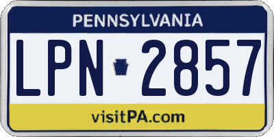 PA license plate LPN2857