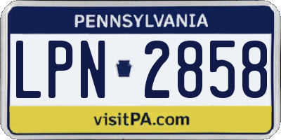PA license plate LPN2858