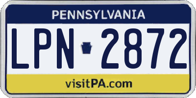 PA license plate LPN2872