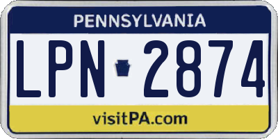 PA license plate LPN2874