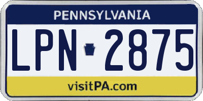 PA license plate LPN2875