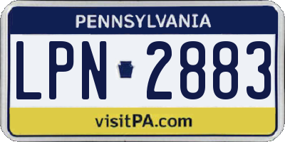PA license plate LPN2883