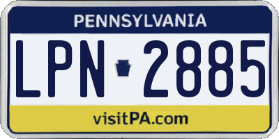 PA license plate LPN2885