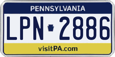 PA license plate LPN2886