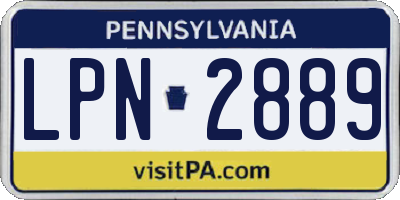 PA license plate LPN2889
