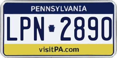 PA license plate LPN2890