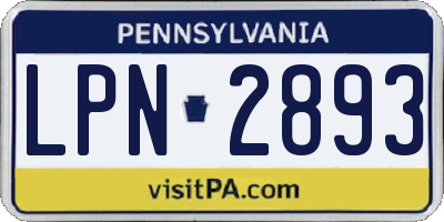 PA license plate LPN2893