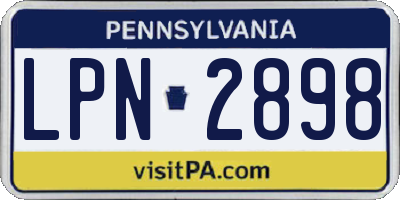 PA license plate LPN2898