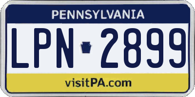 PA license plate LPN2899